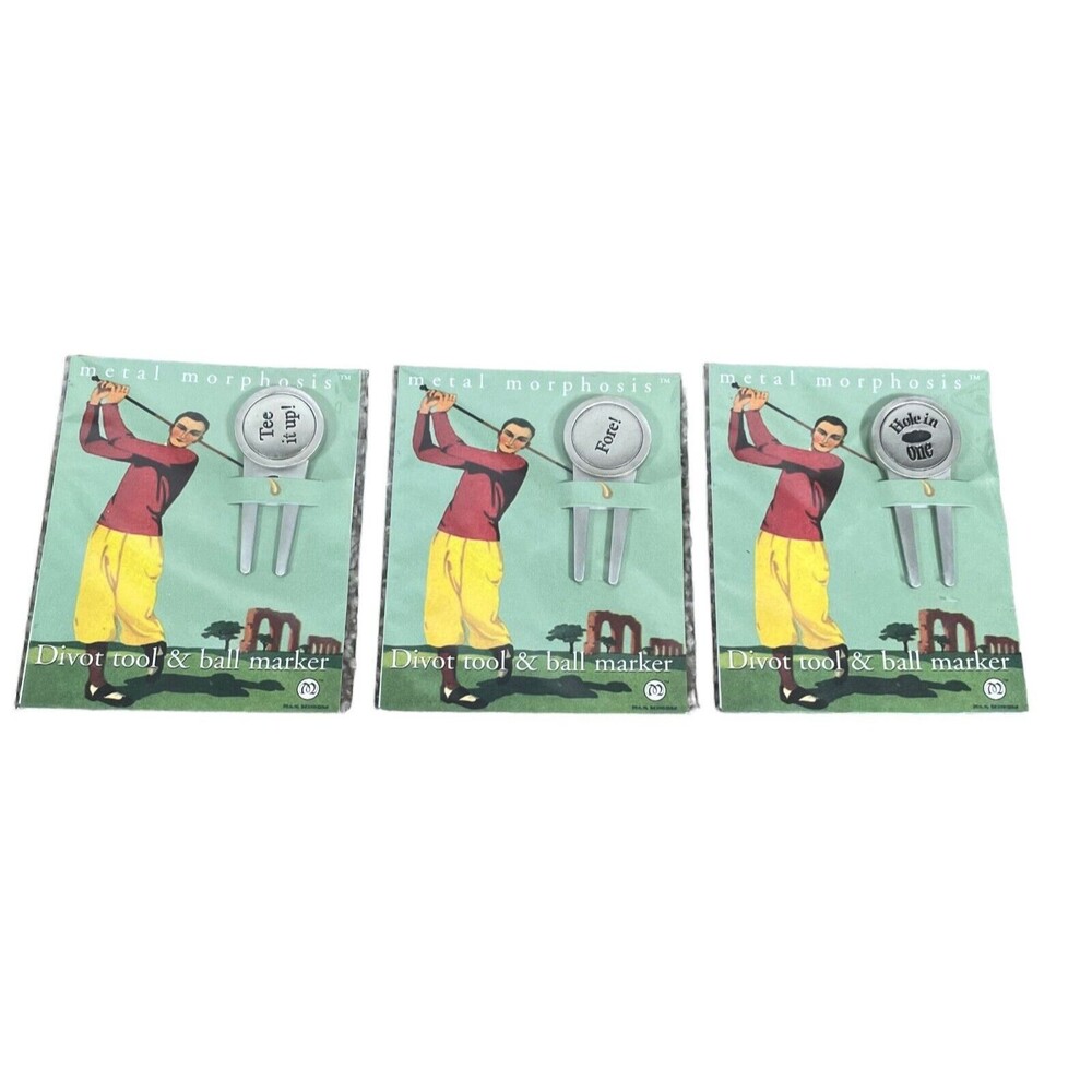 Golf Divot Tool & Ball Markers - Tee It Up! Fore! Hole In One Metal Morphosis